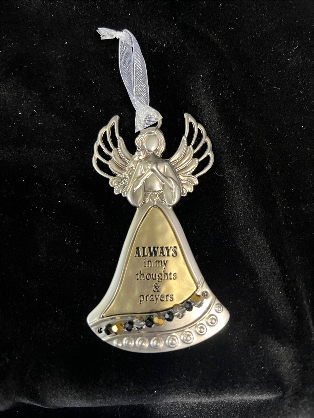 Ganz-Silver-tone Angel Ornament - "Always in My Thoughts & Prayers"